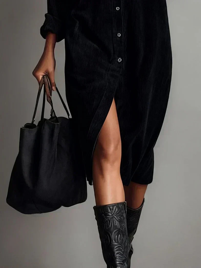 Anna | Chic Flared Black Hem Dress