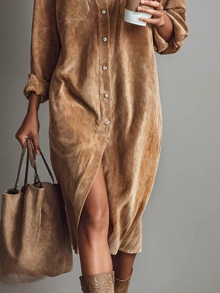 Anna | Chic Flared Khaki Hem Dress