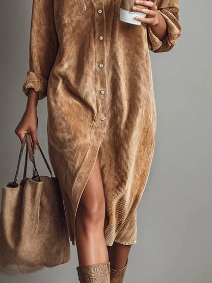 Anna | Chic Flared Khaki Hem Dress