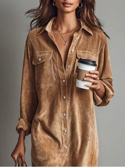 Anna | Chic Flared Khaki Hem Dress