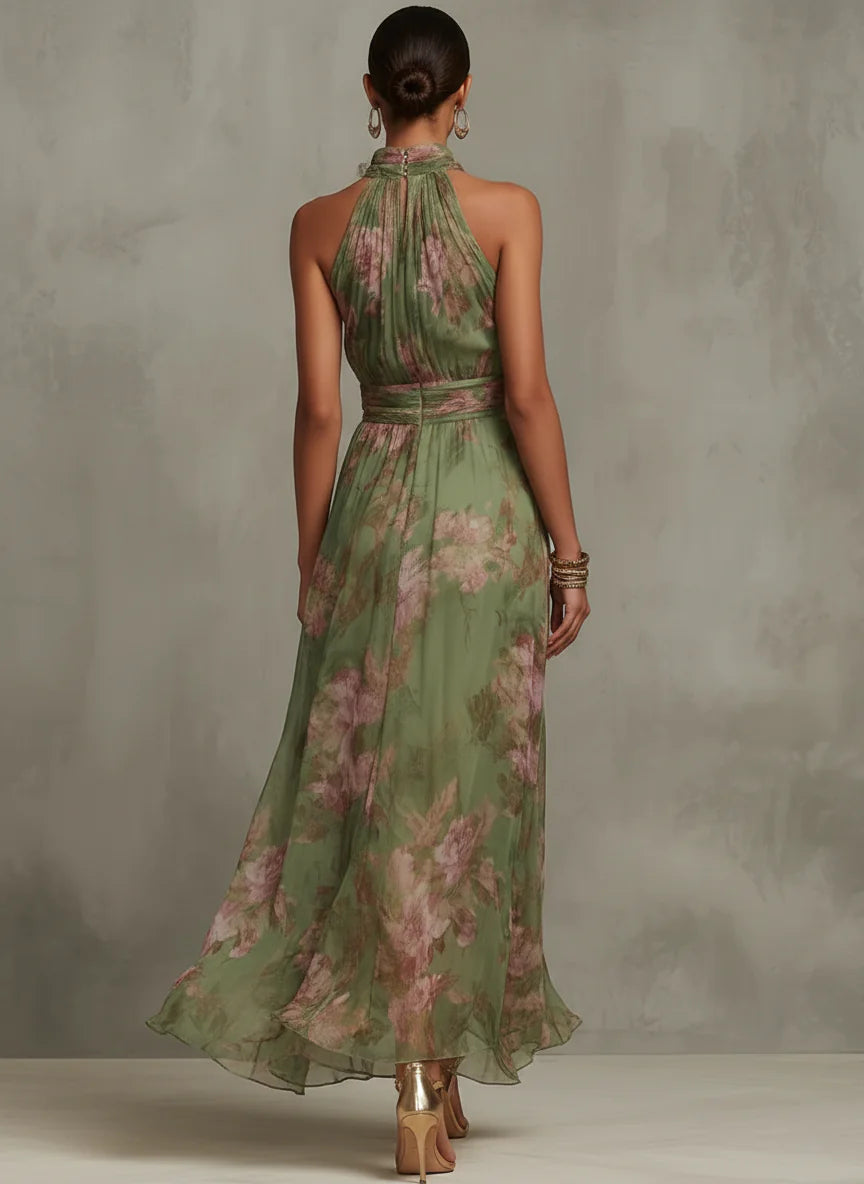 Aurelia | Floral Halter Neck Maxi Dress