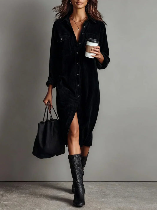 Anna | Chic Flared Black Hem Dress